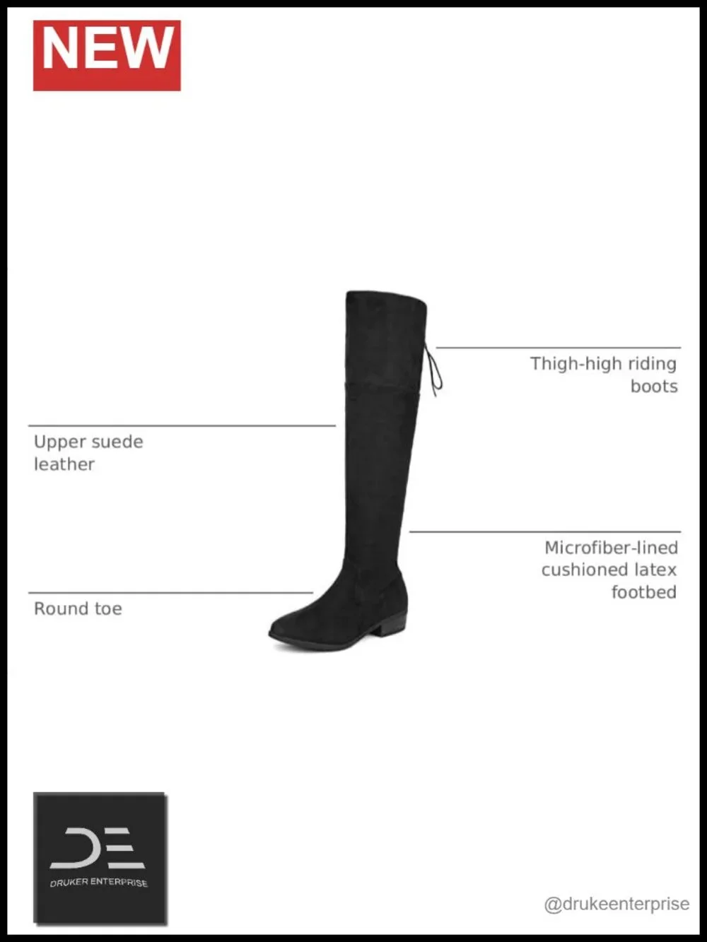 Faux Suede Over Knee Thigh High Riding Boots, Pull On Zip